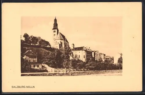 AK Salzburg-Mülln, Ortspartie mit Kirche
