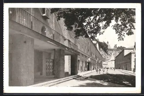 AK Salzburg, Festspielhaus und Blick auf Elektrischen Aufzug