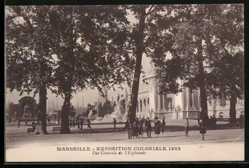 AK Marseille, Exposition Coloniale 1922, Vue Generale de l`Esplanade, Ausstellung