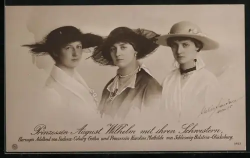 AK Prinzessin August Wilhelm von Sachsen-Coburg-Gotha mit ihren Schwestern