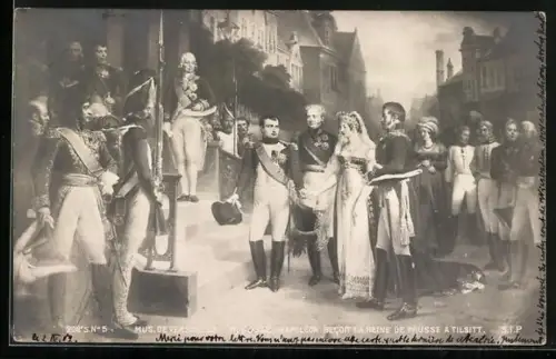 Künstler-AK Versailles, Musée de Versailles, Napoleon recon la Reine de Prusse a Tilsit