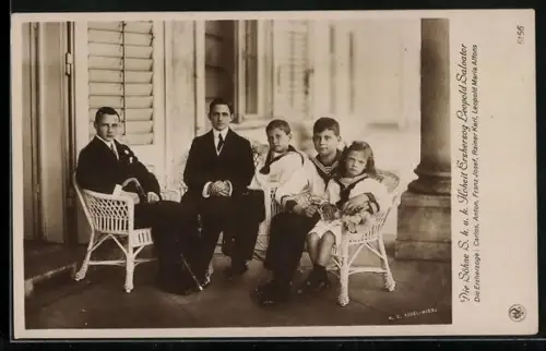 AK Die Söhne S. k. u. k. Hoheit Erzherzog Leopold Salvator von Österreich, Die Erzherzoge Carlos, Anton & Franz Josef