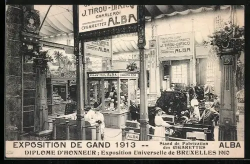 AK Gand, Exposition 1913, Stand de Fabrication des Cigarettes Alba, Ausstellung