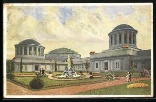 Künstler-AK Breslau, Innenhof des Gebäudes der historischen Ausstellung