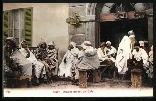 AK Alger, Arabische Volkstypen in einer Gastwirtschaft