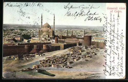 AK Cairo, General View, Teilansicht mit Moschee