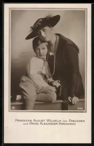 AK Prinzessin August Wilhelm von Preussen u. Prinz Alexander Ferdinand