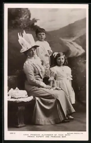 AK Princess Alexander of Teck with Prince Rupert and Princess May