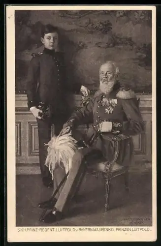 AK S.K.H. Prinzregent Luitpold v. Bayern mit seinem Urenkel Prinzen Luitpold