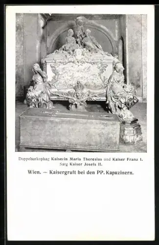 AK Wien, Kaisergruft bei den PP. Kapuzinern, Doppelsarkophag Kaiserin Maria Theresias und Kaiser Franz I.