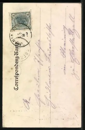 Lithographie Maria-Zell, Strassenpartie mit Kirche, Gnadenbild, Passepartout