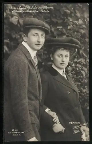 AK Prinz August Wilhelm von Preussen und Prinzessin Alexandra Victoria