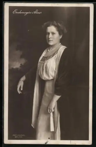 AK Erzherzogin Alice, Portrait mit Perlenkette