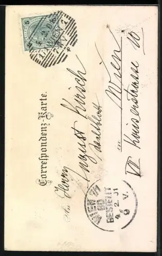 Lithographie Alt-Wien, Heiligenkreuzerhof, Schönlaterng