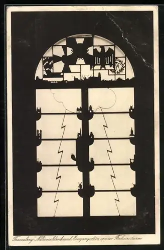 AK Hohenstein, Tannenberg-Nationaldenkmal, Eingangstür zum Fahnenturm