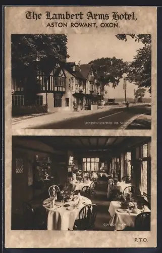 AK Aston Rowant, The Lambert Arms Hotel, Aussen- und Innenansicht