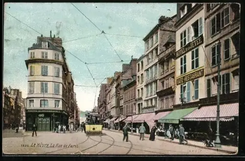 AK Le Havre, Tramway dans la Rue de Paris
