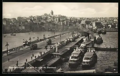 AK Constantinople, Le pont du cote de Stamboul, Strassenbahn