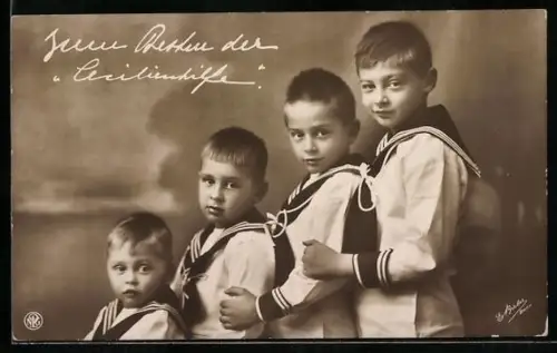 AK Zum Besten der Cecilienhilfe, Die Söhne des Kronprinzen Wilhelm von Preussen