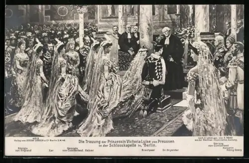 Künstler-AK Berlin, Die Trauung der Prinzessin Victoria Luise von Preussen in der Schlosskapelle, Herzog Ernst August