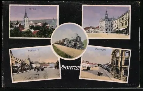 AK Amstetten, Hauptplatz, Totalansicht