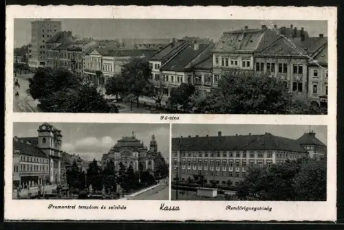 AK Kassa, Fö-utea, Premontrei templom es szinhaz, Rendörigazgatosag