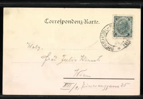 AK Giesshübl-Sauerbrunn bei Karlsbad, Uferpartie mit Brücken