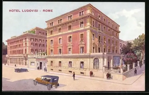 AK Rome, Hotel Ludovisi mit Passanten
