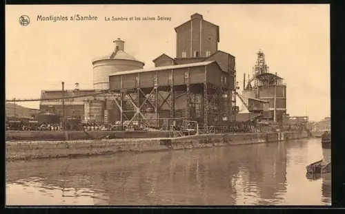 AK Montignies s/Sambre, La Sambre et les usines Solvay