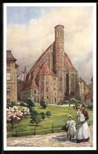 Künstler-AK Hans Götzinger: Wien, Ansicht der Minoritenkirche