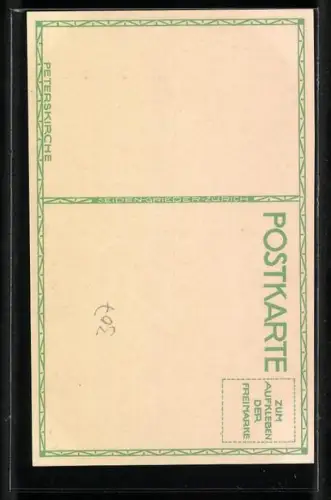 Steindruck-AK Zürich, Partie an der Peterskirche