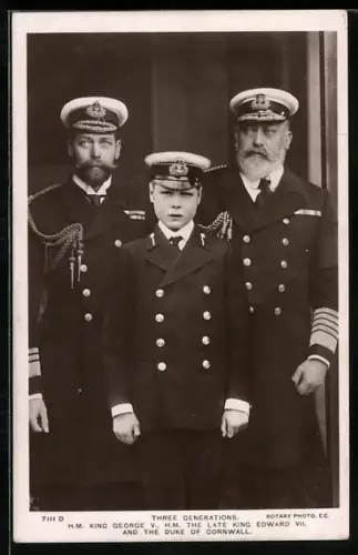 AK König Georg V. von England in Uniform mit König Edward VII. & Duke of Cornwall