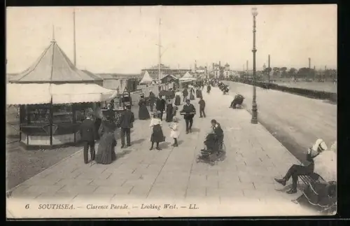 AK Southsea, Clarence Parade, Looking West