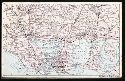 AK Landkarte von Portsmouth und Umgebung
