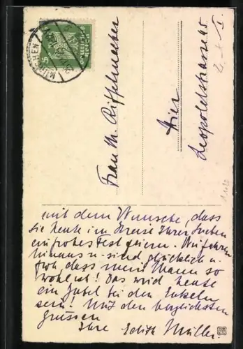 Künstler-AK Zwei Weihnachtsengel bringen mit dem Weihnachtsmann Geschenke