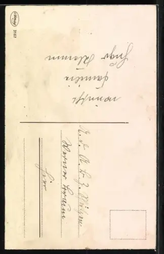 Künstler-AK Junge rennt mit seiner Schultüte durch das Dorf