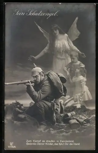 AK Schutzengel wacht über einen Soldaten in Uniform