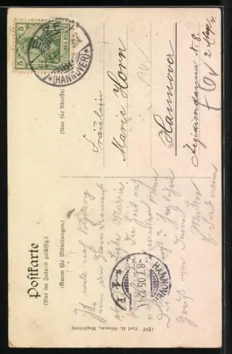 AK Dame lehnt sich auf einen Stuhl, Liebe Marie, Namenstag