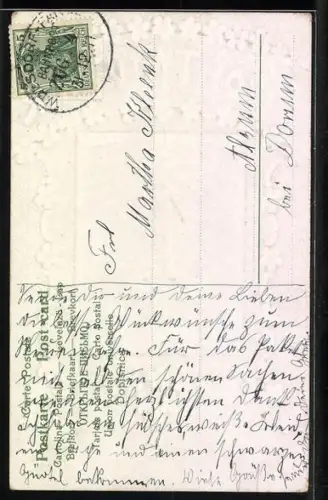 Präge-AK Prosit Neujahr, Kalenderblatt 1. Januar