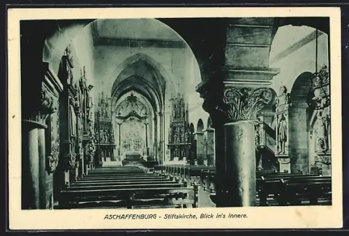 AK Aschaffenburg, Stiftskirche, Blick ins Innere