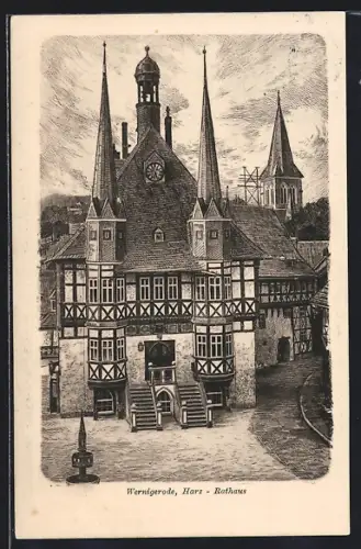 Künstler-AK Wernigerode /Harz, Rathaus