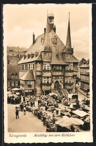 AK Wernigerode, Markttag vor dem Rathaus