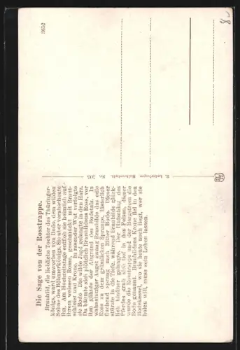 Künstler-AK Rosstrappe, Sage von der Rosstrappe