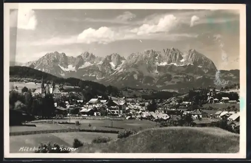AK Kitzbühel, Gesamtansicht mit Kaiser