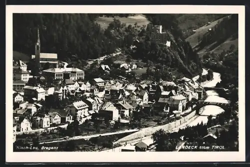 AK Landeck /Tirol, Totalansicht mit Brücken aus der Vogelschau