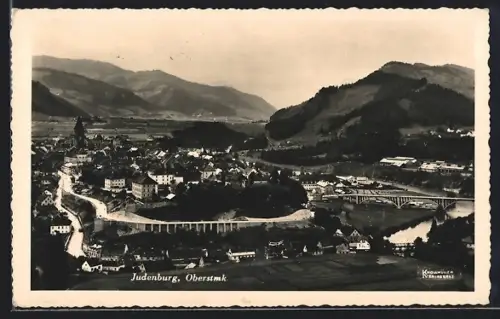 AK Judenburg /Oberstmk., Gesamtansicht mit Brücken aus der Vogelschau