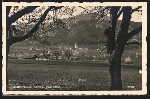 AK Anger bei Weiz, Ortsansicht von einem Feld aus