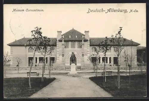 AK Deutsch-Altenburg /N.-Ö., Museum Cornuntium mit Standbild