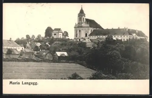 AK Maria Langegg, Teilansicht mit Kirche