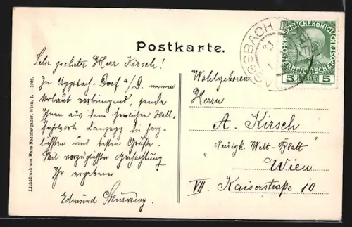 AK Maria Langegg, Teilansicht mit Kirche